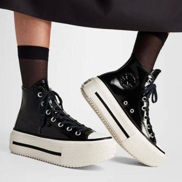 Converse CTAS Lift Double Stack Platform Patent Leather High Top Sneakers NIB - Picture 12 of 14